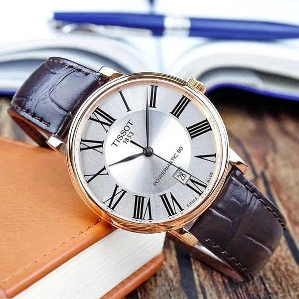 Đồng Hồ Nam Tissot Carson Premium Powermatic 80 Watch T122.407.36.033.00 Màu Nâu Bạc