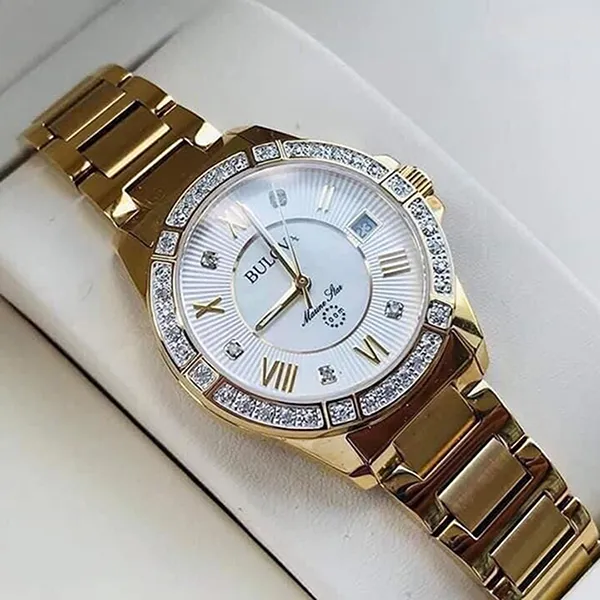 Đồng Hồ Nữ Bulova 98R235 Marine Star Diamond Watch Màu Vàng/ Trắng