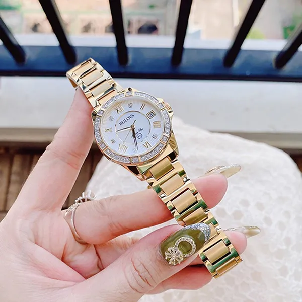 Đồng Hồ Nữ Bulova 98R235 Marine Star Diamond Watch Màu Vàng/ Trắng
