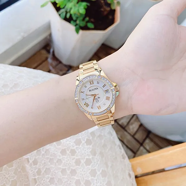 Đồng Hồ Nữ Bulova 98R235 Marine Star Diamond Watch Màu Vàng/ Trắng