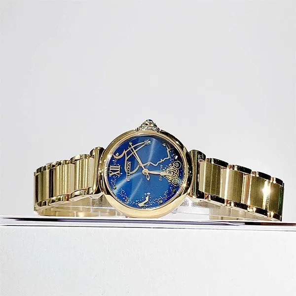Đồng Hồ Nữ Citizen Eco Drive Cinderella Blue Sapphire Dial EM1068-69W Màu Vàng - Xanh