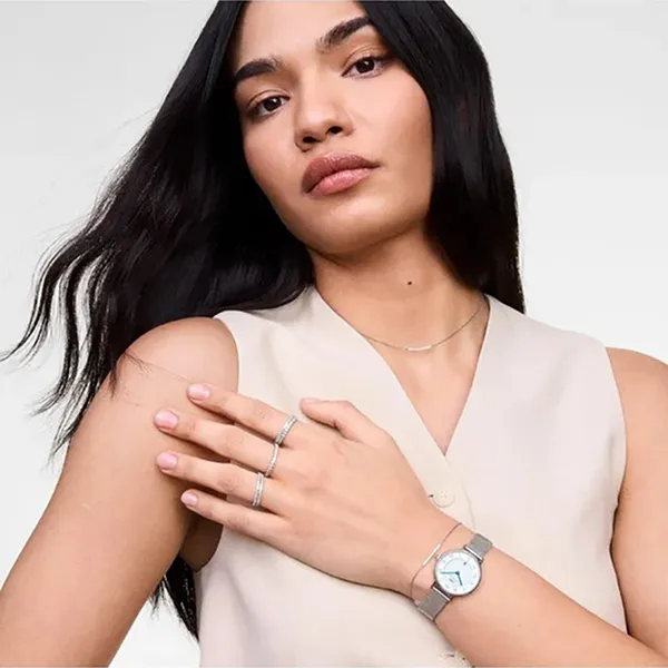 Đồng Hồ Nữ Daniel Wellington Dây Lưới - DW00100858 Petite Roman Numerals 28mm Màu Bạc