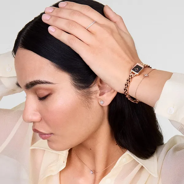 Đồng Hồ Nữ Daniel Wellington DW00100848 Quadro Mini Arch 3-link Màu Đen - Vàng Hồng