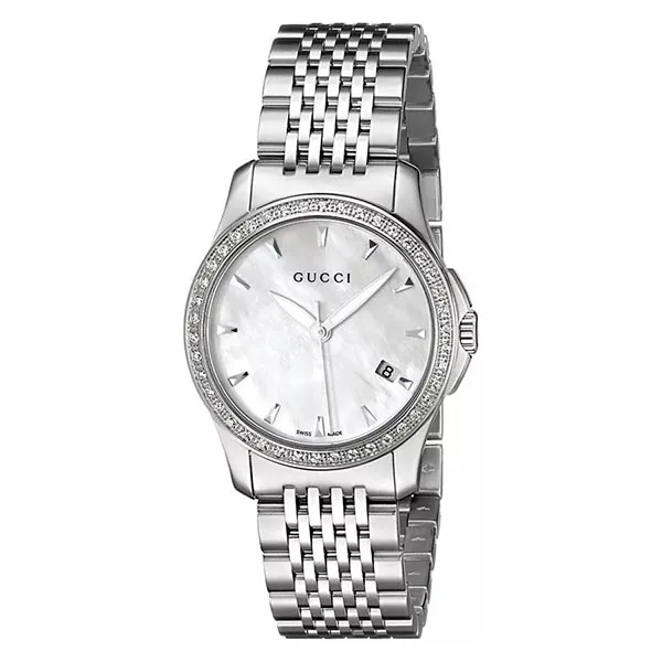 Đồng Hồ Nữ Gucci G Timeless Diamond Watch 27mm Màu Bạc
