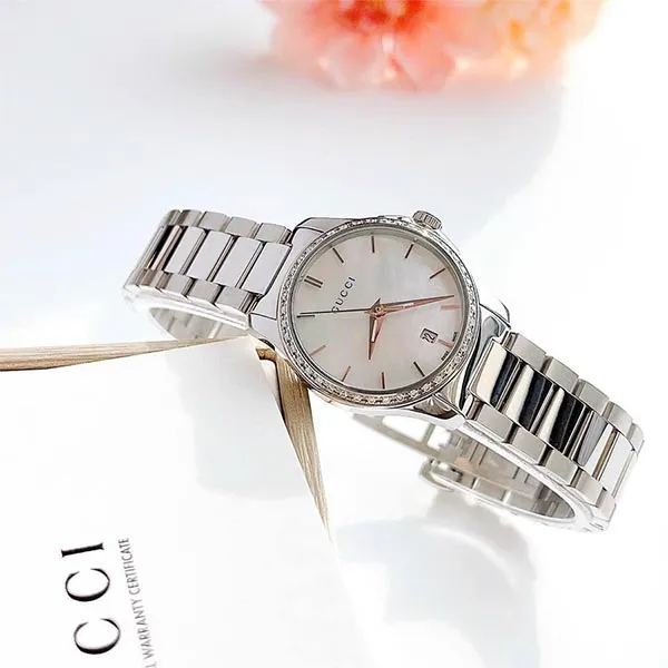 Đồng Hồ Nữ Gucci G-Timeless Diamonds YA126543 27mm Màu Bạc