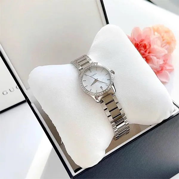 Đồng Hồ Nữ Gucci G-Timeless Diamonds YA126543 27mm Màu Bạc