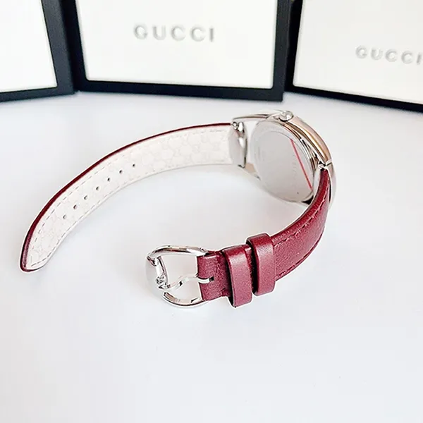 Đồng Hồ Nữ Gucci Horsebit Black Leather Ladies Watch 34mm YA139402 Màu Đỏ Tím