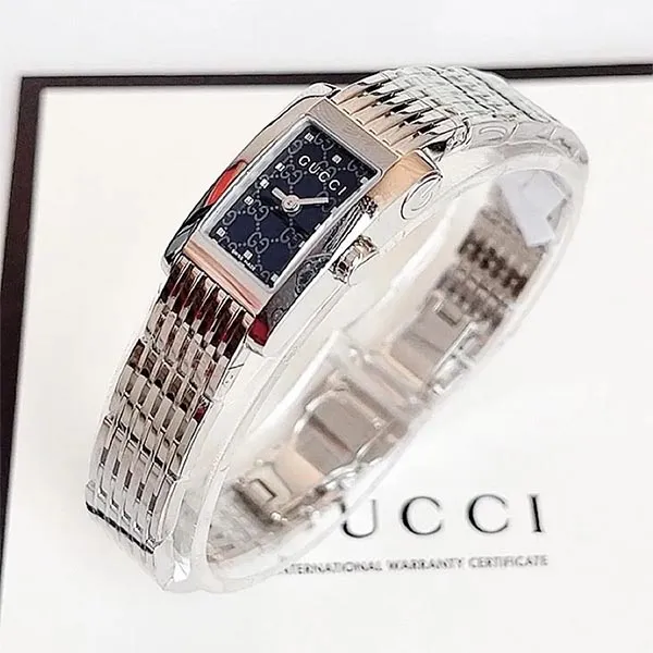 Đồng Hồ Nữ Gucci Quartz Silver Tone YA086514 Màu Bạc - Đen