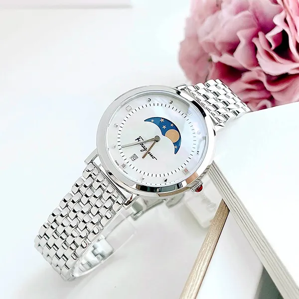 Đồng Hồ Nữ Salvatore Ferragamo Logomania Moon Watch 36mm SFUH00321 Màu Bạc