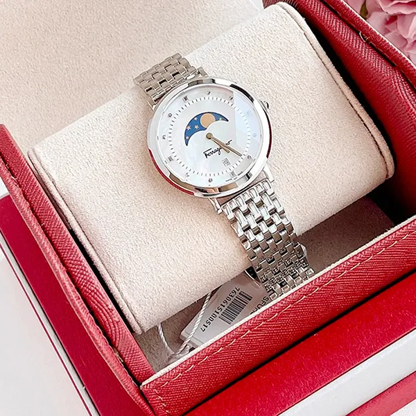 Đồng Hồ Nữ Salvatore Ferragamo Logomania Moon Watch 36mm SFUH00321 Màu Bạc