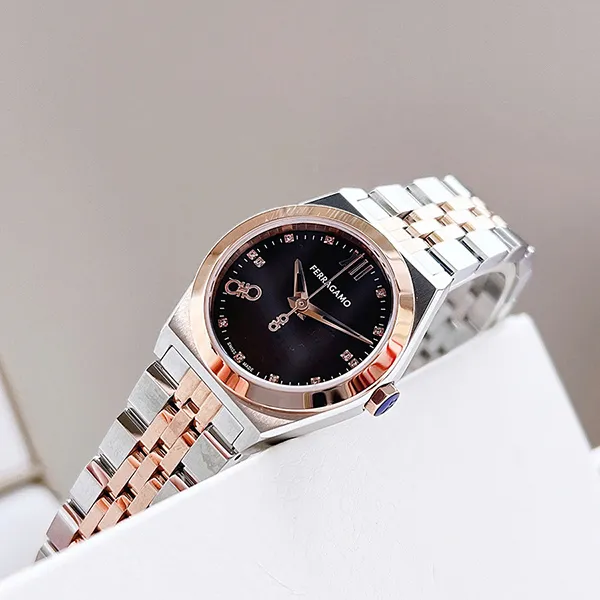 Đồng Hồ Nữ Salvatore Ferragamo Vega New Diamond Watch SFKJ00423 Màu Demi Mặt Nâu