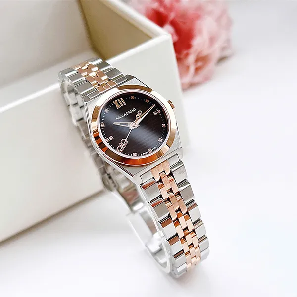 Đồng Hồ Nữ Salvatore Ferragamo Vega New Diamond Watch SFKJ00423 Màu Demi Mặt Nâu