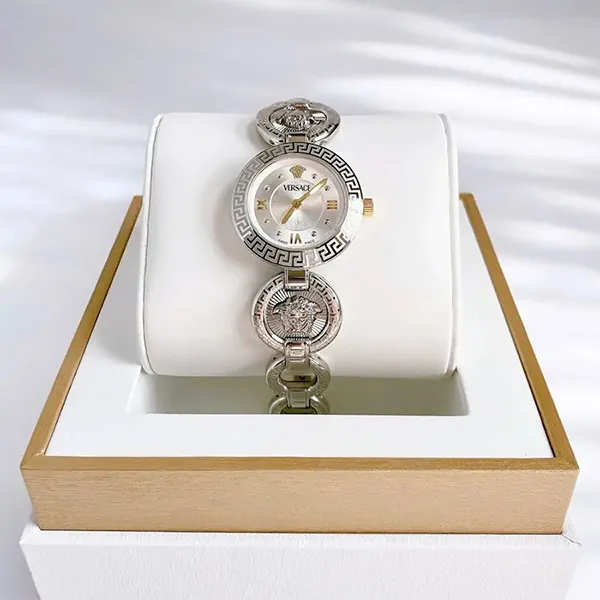 Đồng Hồ Nữ Versace Quartz Greca Jewel Watch Màu Bạc