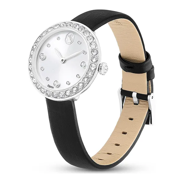 Đồng Hồ Swarovski Matrix Tennis Watch Swiss Made, Leather Strap, Black, Stainless Steel 5706663 Màu Đen - Bạc