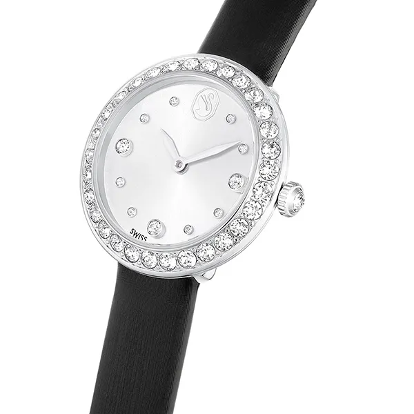 Đồng Hồ Swarovski Matrix Tennis Watch Swiss Made, Leather Strap, Black, Stainless Steel 5706663 Màu Đen - Bạc