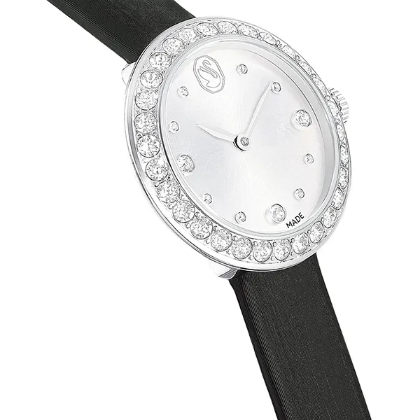 Đồng Hồ Swarovski Matrix Tennis Watch Swiss Made, Leather Strap, Black, Stainless Steel 5706663 Màu Đen - Bạc