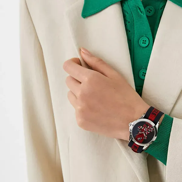 Đồng Hồ Unisex Gucci Le Marché Des Merveilles Snake Watch YA126493 Màu Xanh Navy/Đỏ