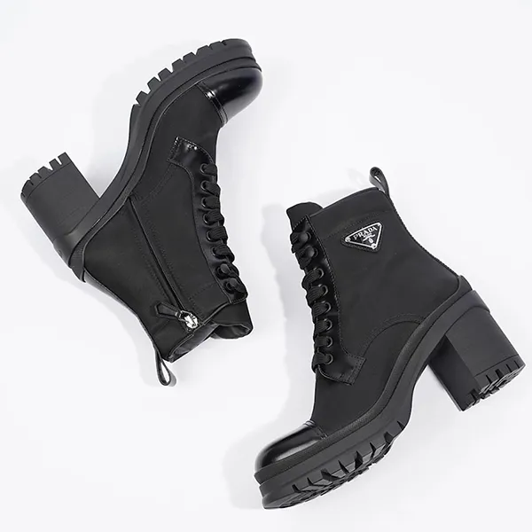 Giày Boot Nữ Prada Monolith Black Re Nylon EU Màu Đen Size 36.5