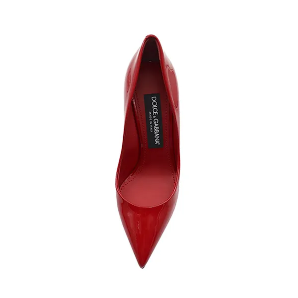 Giày Cao Gót Nữ Dolce & Gabbana D&G Cardinale Red Lacquer Shoes Pointed Toe Gold-Plated Metal Heel Màu Đỏ Size 36