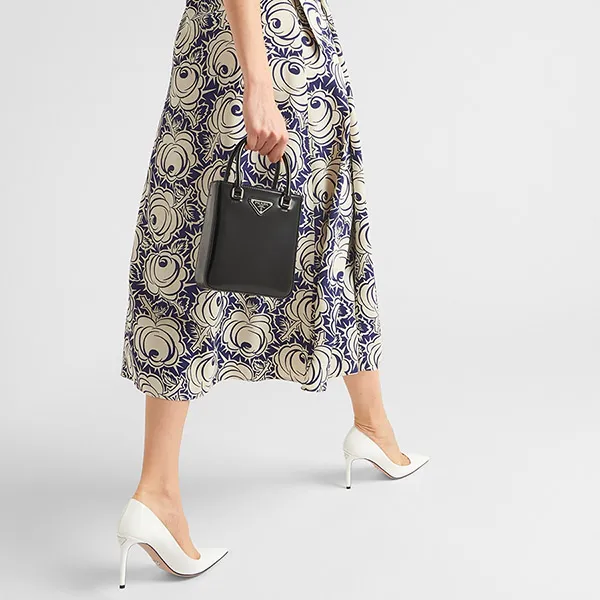 Giày Cao Gót Nữ Prada Patent Leather Pumps Màu Trắng Size 35.5