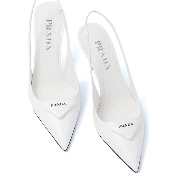 Giày Cao Gót Nữ Prada Slingback Pumps Màu Trắng Size 36