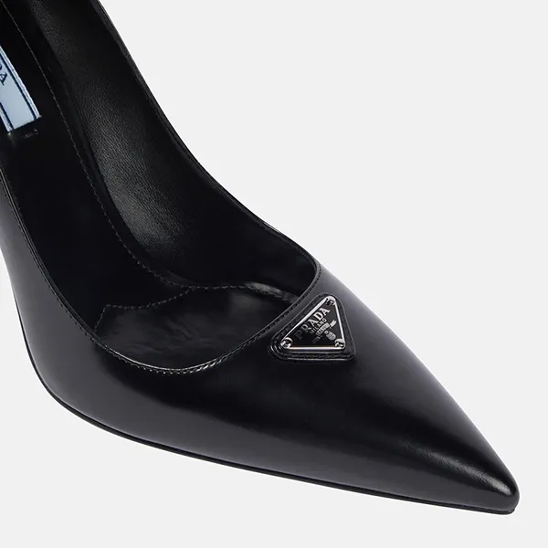 Giày Cao Gót Nữ Prada Leather Pumps Màu Đen Size 37.5