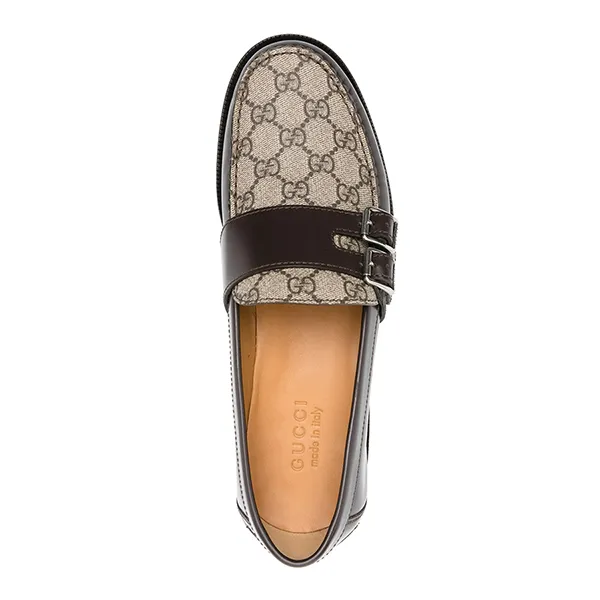 Giày Lười Nam Gucci GG Supreme Leather Loafers Màu Nâu Be Size 40