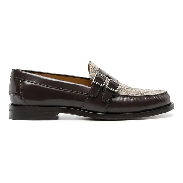 Giày Lười Nam Gucci GG Supreme Leather Loafers Màu Nâu Be Size 40