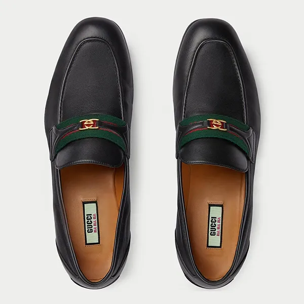 Giày Lười Nam Gucci HA HA HA Loafer With Interlocking G Black 717028-AAA3E-1060 Màu Đen Size 39