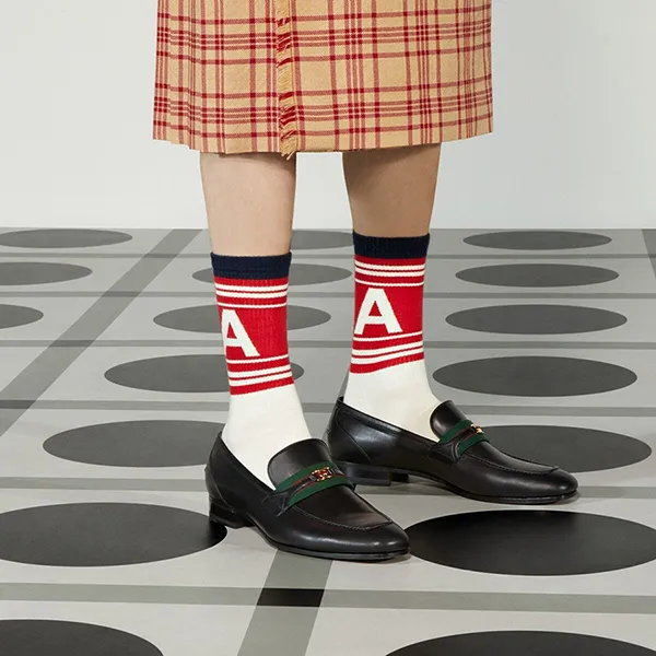Giày Lười Nam Gucci HA HA HA Loafer With Interlocking G Black 717028-AAA3E-1060 Màu Đen Size 39