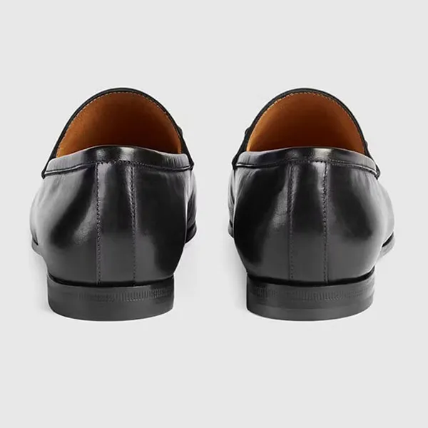 Giày Lười Nam Gucci Men's Jordaan Leather Loafer Black Màu Đen Size 42.5