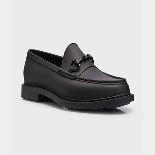 Giày Lười Nam Gucci Rubber Bit Loafers Black Màu Đen Size 40