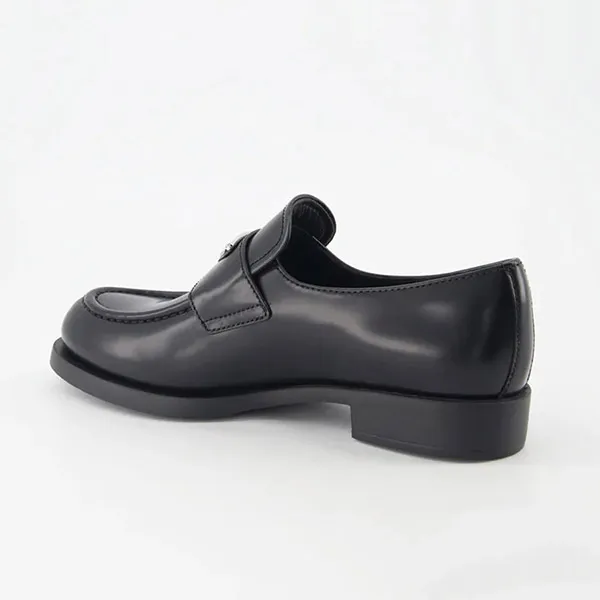 Giày Lười Nữ Prada Brushed Leather Loafers Màu Đen Size 35.5