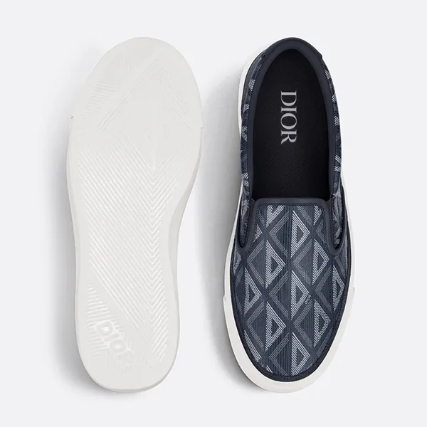 Giày Slip On Nam Dior B101 CD Diamond 3SN296ZPP H515 Màu Xanh Navy