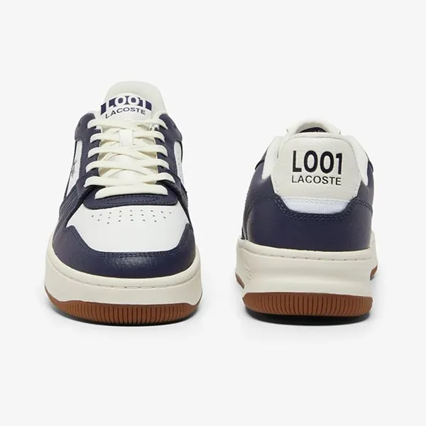 Giày Sneaker Nam Lacoste Men's Shoes L001 Leather Material 48SMA0106-GU1 Màu Xanh Trắng Size 43