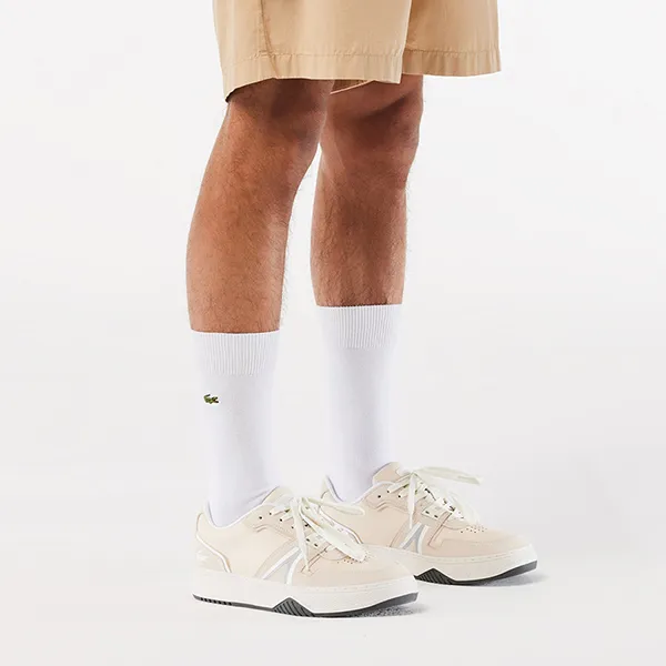 Giày Sneaker Nam Lacoste Men White L001 47SMA0054-2B7 Leather Màu Trắng Be Size 39.5