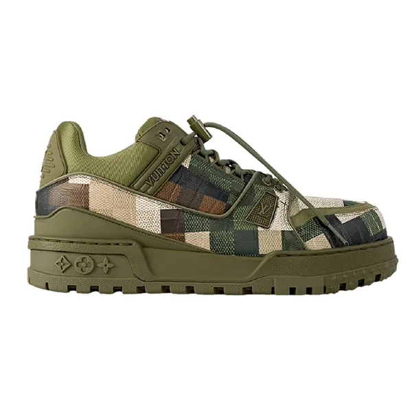 Giày Sneaker Nam Louis Vuitton LV Maxi Trainers Khaki Green 1ACNCT Màu Xanh Họa Tiết