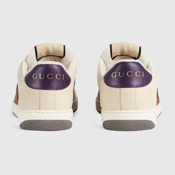 Giày Thể Thao Nam Gucci Screener Sneaker Leather GG Canvas Beige Màu Be Size 36
