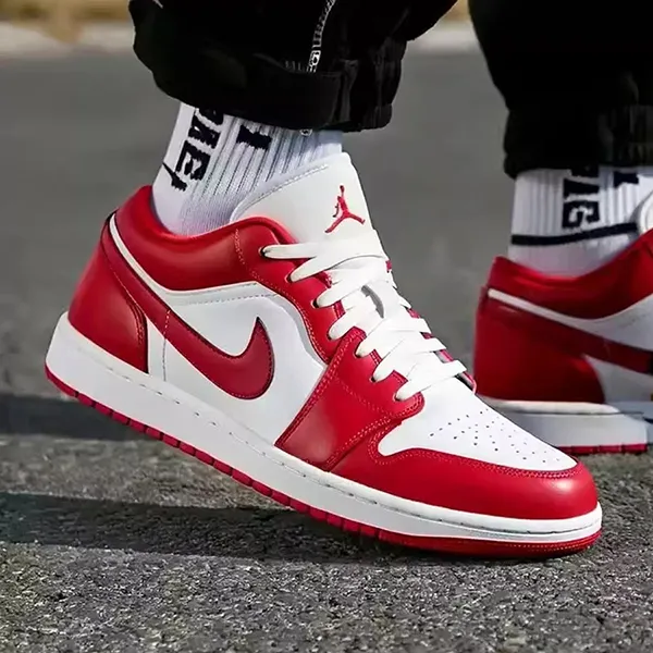 Giày Thể Thao Nike Air Jordan 1 Low Red White 553558-166 Màu Đỏ Trắng Size 40.5
