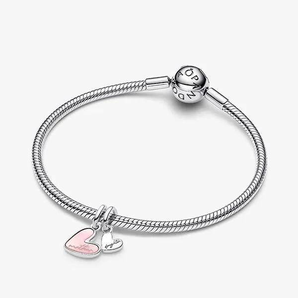 Hạt Vòng Charm Pandora Splittable Mother & Daughter Dangle Charm 793766C01 Màu Hồng