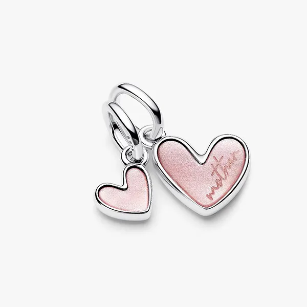 Hạt Vòng Charm Pandora Splittable Mother & Daughter Dangle Charm 793766C01 Màu Hồng