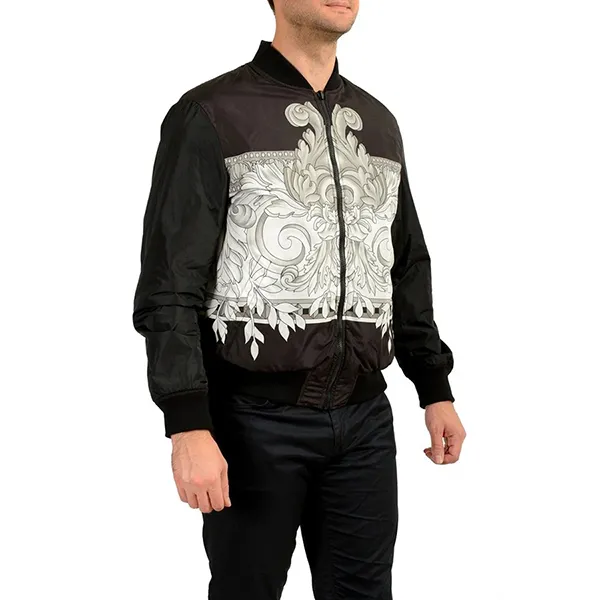 Áo Khoác Nam Versace Baroque Printed Reversible Bomber Jacket Black Màu Đen Size 46