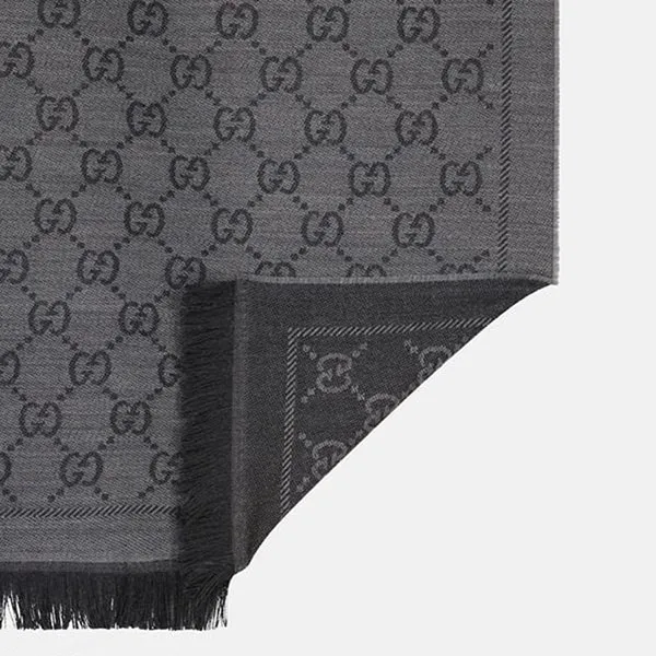 Khăn Choàng Gucci GG Wool Jacquard Scarf 2819423G7041062 Màu Xám Đen