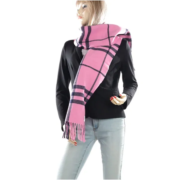 Khăn Len Burberry Schal Bubblegum Pink Und Schwarz Lambswool 80899431 Màu Hồng