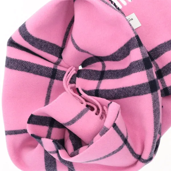 Khăn Len Burberry Schal Bubblegum Pink Und Schwarz Lambswool 80899431 Màu Hồng