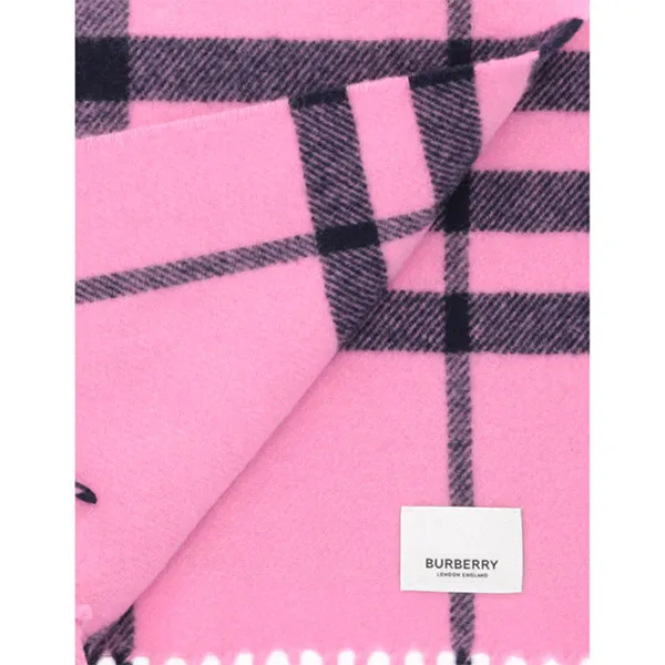 Khăn Len Burberry Schal Bubblegum Pink Und Schwarz Lambswool 80899431 Màu Hồng