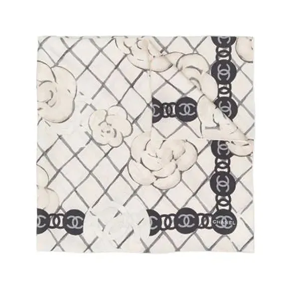 Khăn Lụa Chanel Foulard Scarf Màu Đen/Trắng