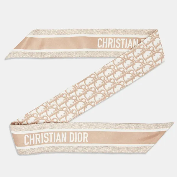 Khăn Lụa Nữ Dior Oblique Silk Mitzah Scarf Màu Beige