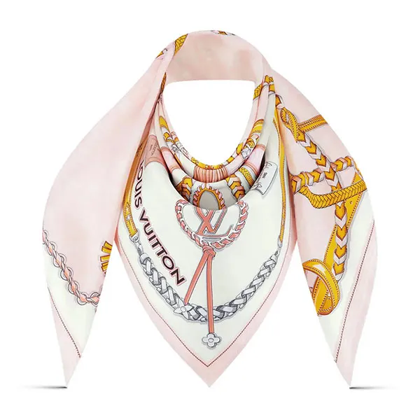 Khăn Lụa Nữ Louis Vuitton LV 90 Scarf M78444 Màu Hồng Nhạt