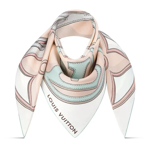 Khăn Lụa Nữ Louis Vuitton LV Scarf 90 M78407 Màu Hồng Beige